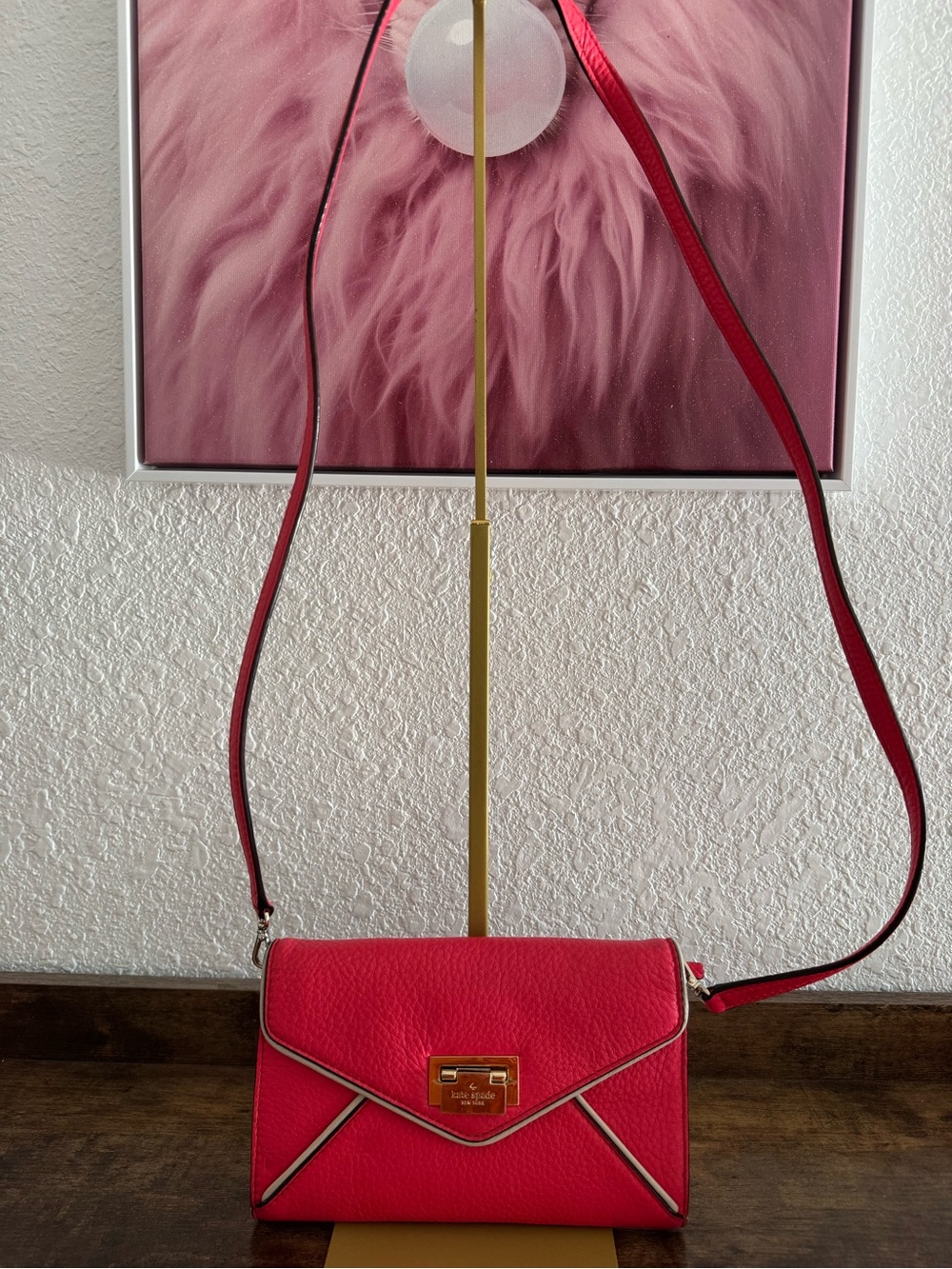 kate spade Hot Pink Leather Crossbody with Gold Hardware